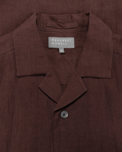 lost & found Margaret Howell Margaret Howell Revere Collar Shirt Soft Linen Poplin Mahogony