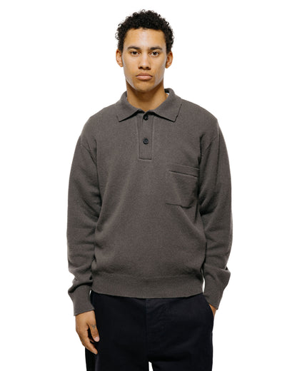 lost & found Margaret Howell Margaret Howell Seamless Pocket Polo Shirt Merino Cashmere Graphite