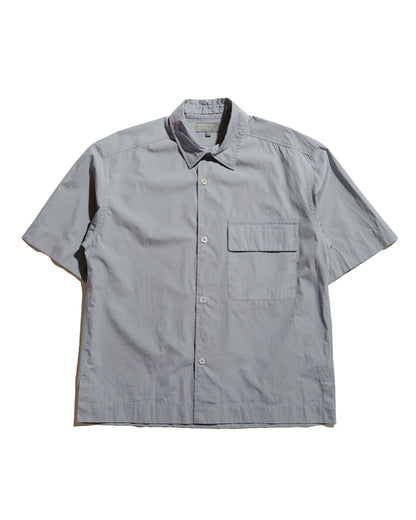 lost & found Margaret Howell Margaret Howell Short Sleeve Flap Pocket Shirt Compact Cotton Plainweave Pewter
