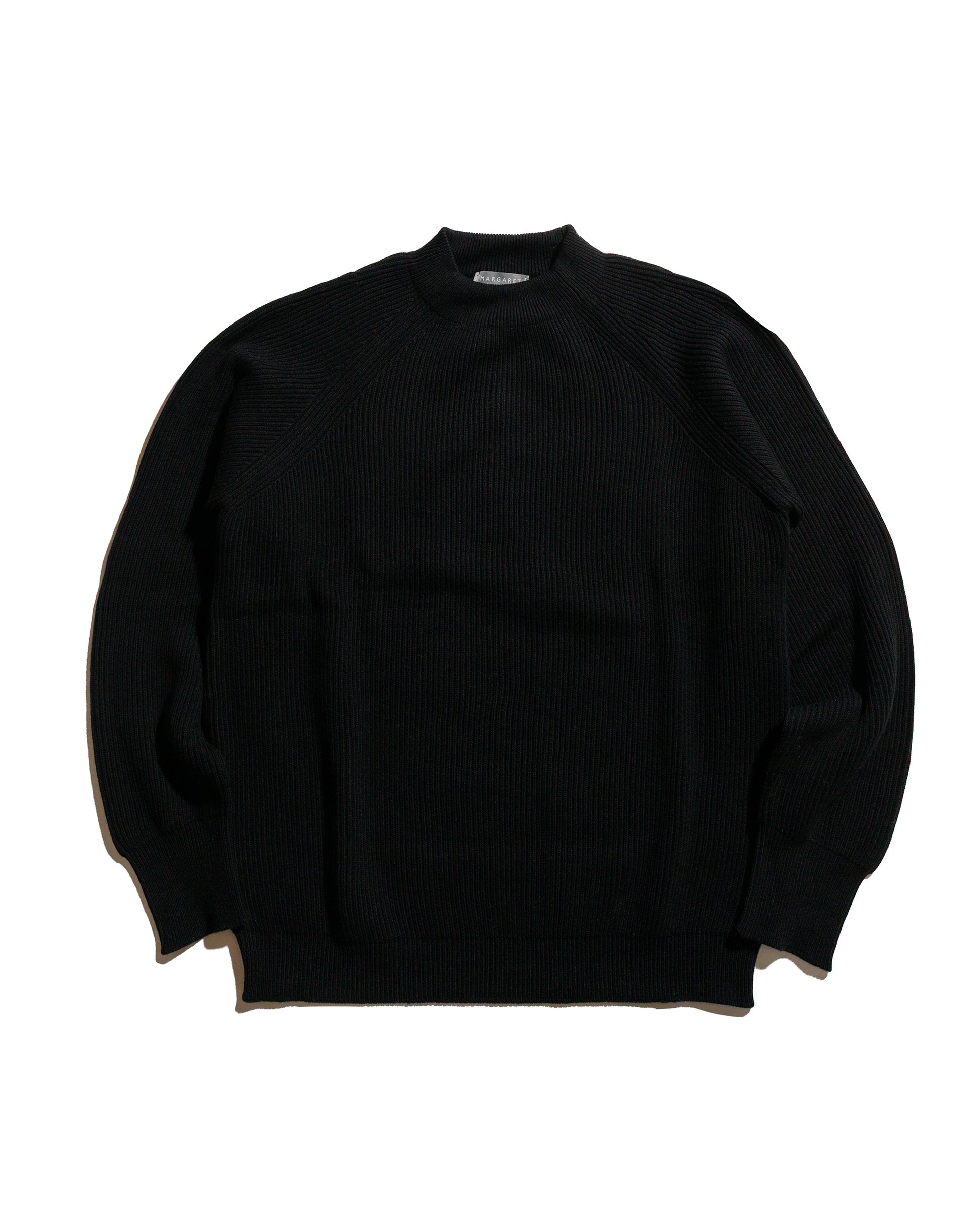 lost & found Margaret Howell Margaret Howell Simple Rib Crew Neck Cotton Wool Black