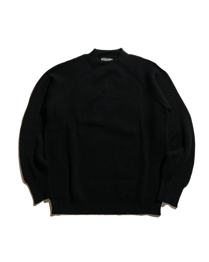 lost & found Margaret Howell Margaret Howell Simple Rib Crew Neck Cotton Wool Black