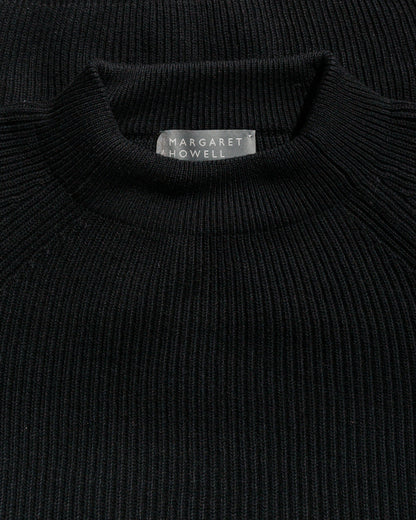 lost & found Margaret Howell Margaret Howell Simple Rib Crew Neck Cotton Wool Black