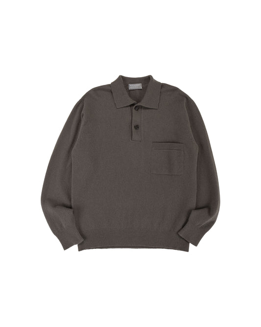 lost & found Margaret Howell Margaret Howell Seamless Pocket Polo Shirt Merino Cashmere Graphite