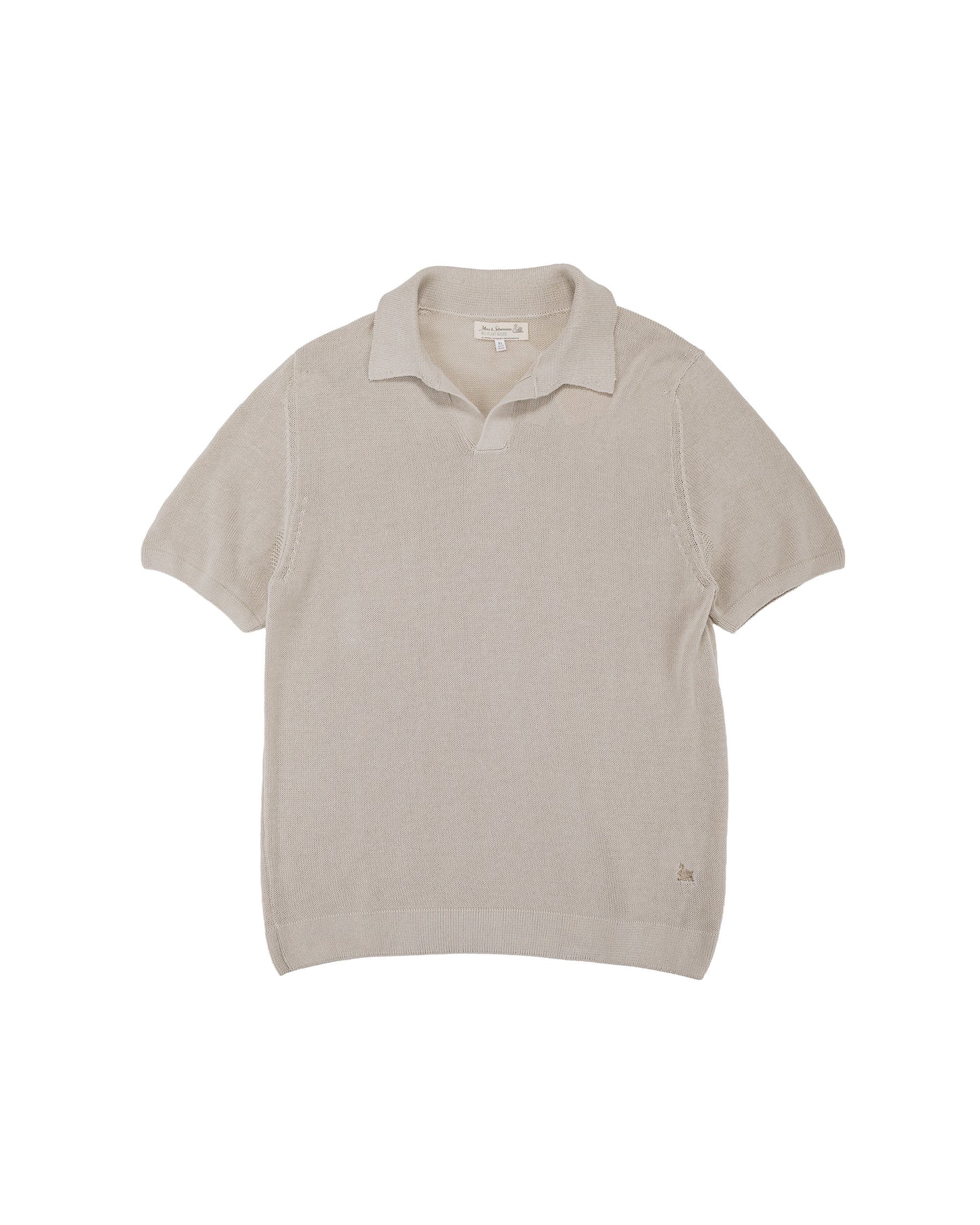 lost & found Merz B. Schwanen Merz B. Schwanen KNITPOLO02 Cotton Short Sleeve Polo Shirt Sand