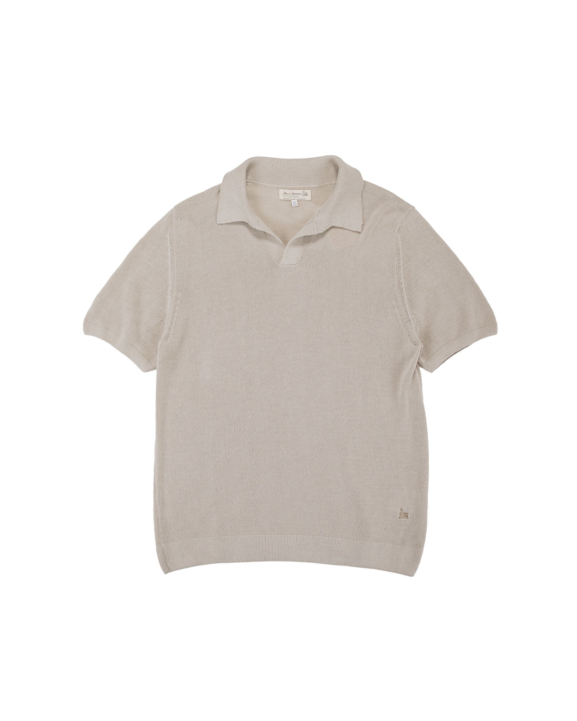 lost & found Merz B. Schwanen Merz B. Schwanen KNITPOLO02 Cotton Short Sleeve Polo Shirt Sand