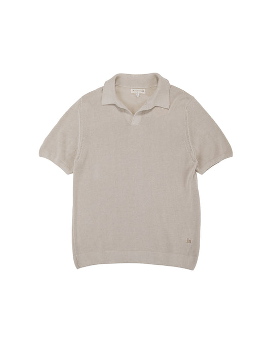 lost & found Merz B. Schwanen Merz B. Schwanen KNITPOLO02 Cotton Short Sleeve Polo Shirt Sand