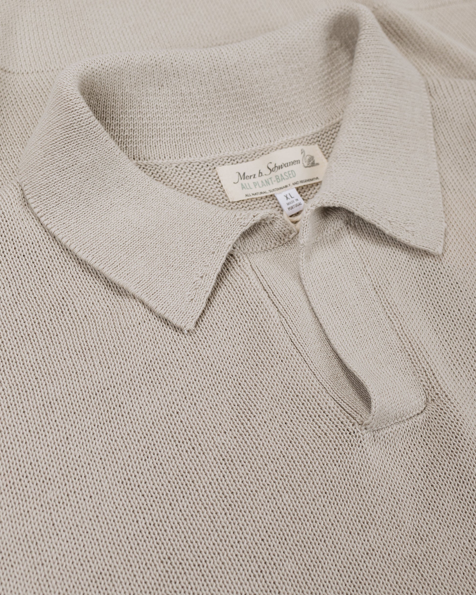 lost & found Merz B. Schwanen Merz B. Schwanen KNITPOLO02 Cotton Short Sleeve Polo Shirt Sand