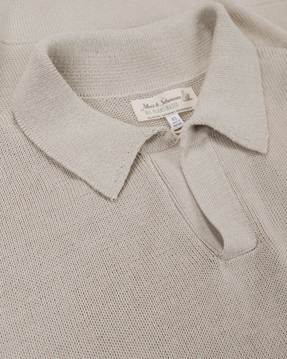 lost & found Merz B. Schwanen Merz B. Schwanen KNITPOLO02 Cotton Short Sleeve Polo Shirt Sand