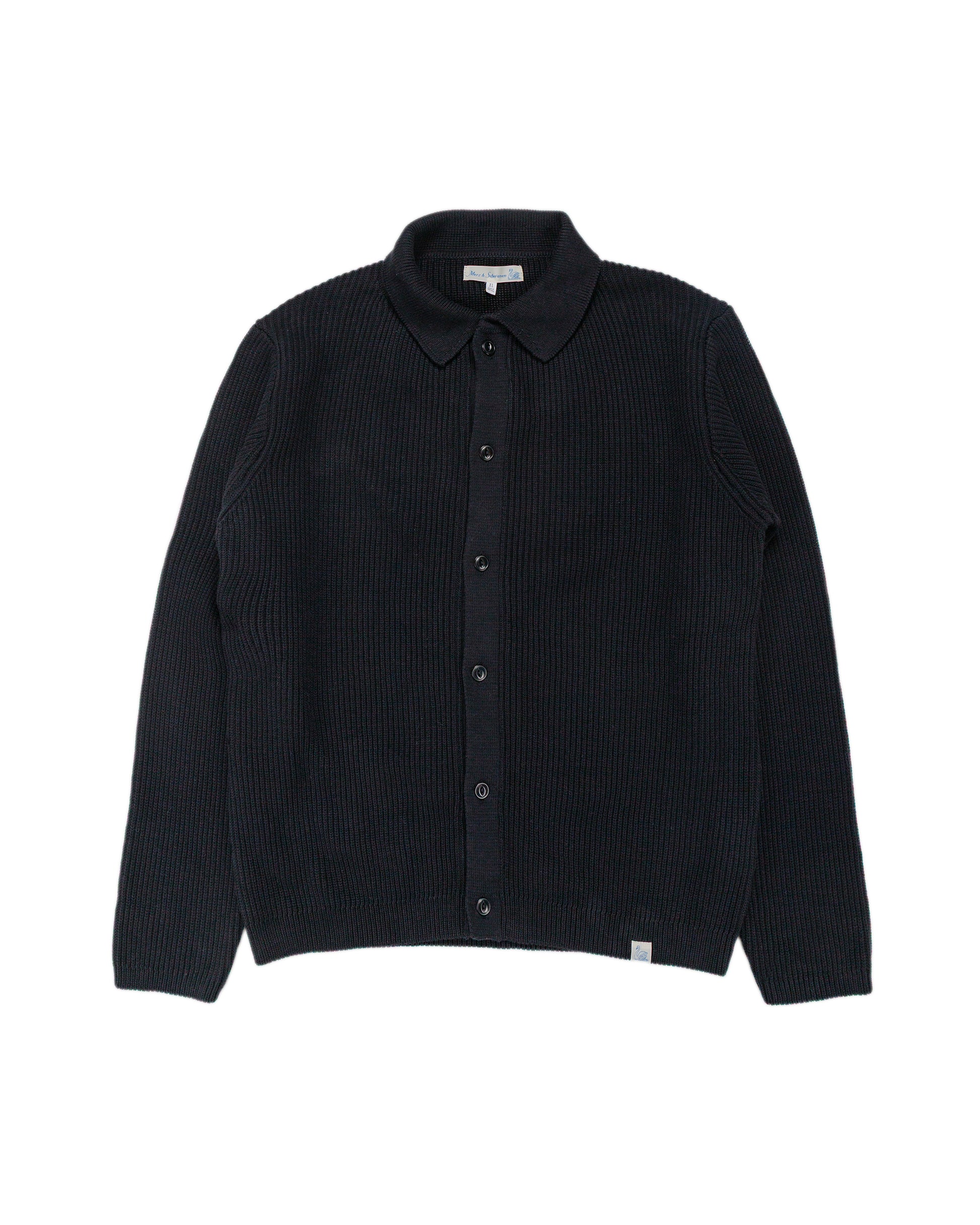 lost & found Merz B. Schwanen Merz B. Schwanen KNITSHIRT05 Ribbed Knitshirt Deep Black