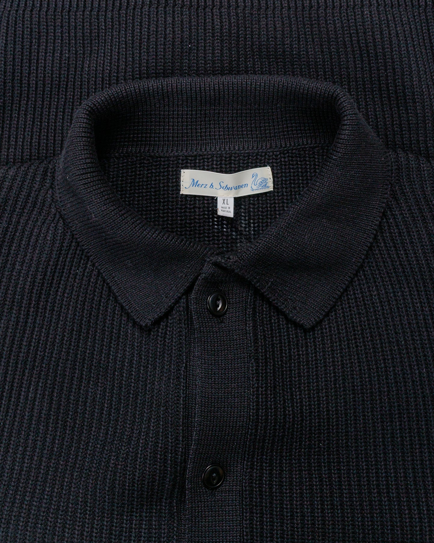 lost & found Merz B. Schwanen Merz B. Schwanen KNITSHIRT05 Ribbed Knitshirt Deep Black