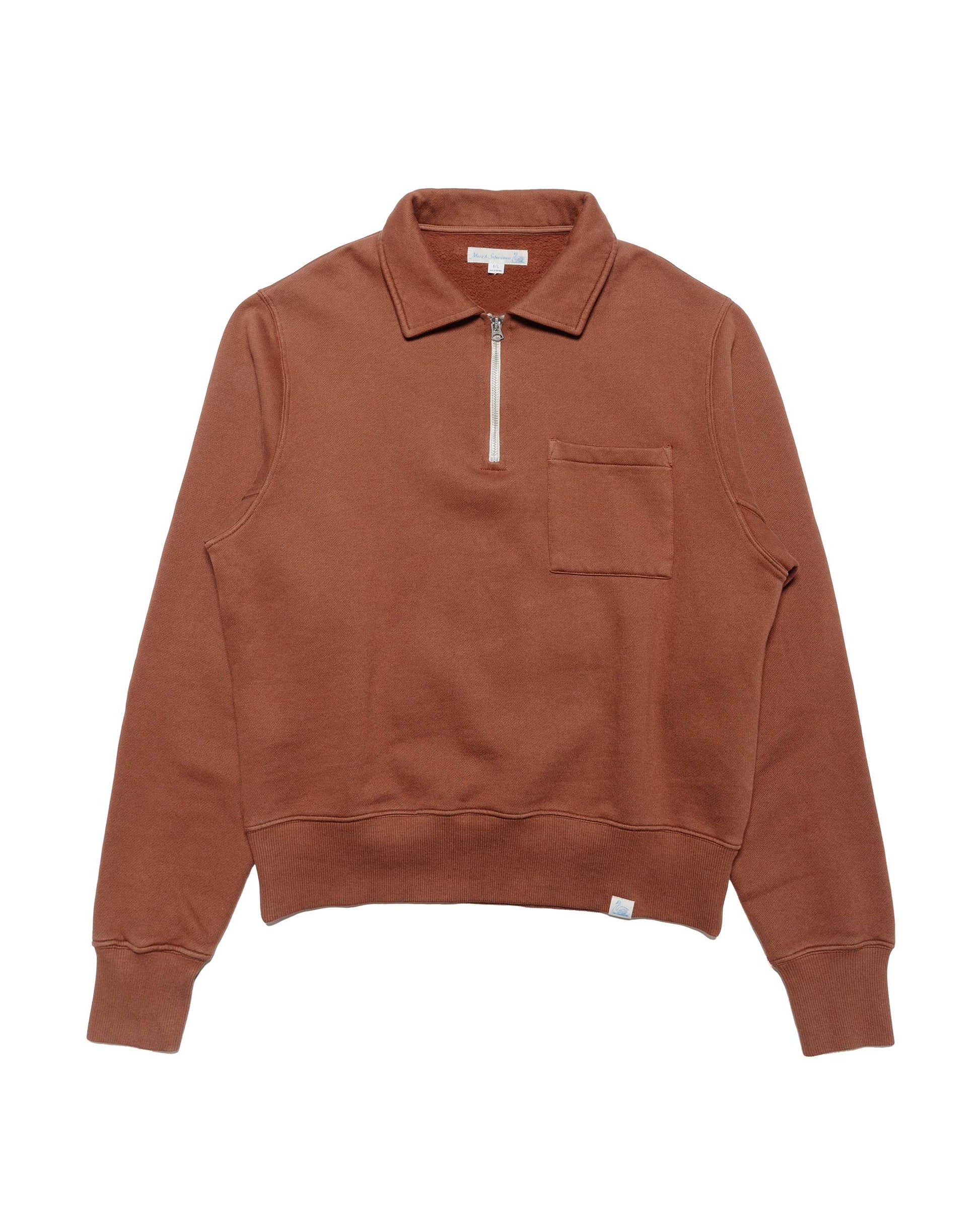 lost & found Merz B. Schwanen Merz B. Schwanen ZIPC01 Zip Collar Sweatshirt Chestnut