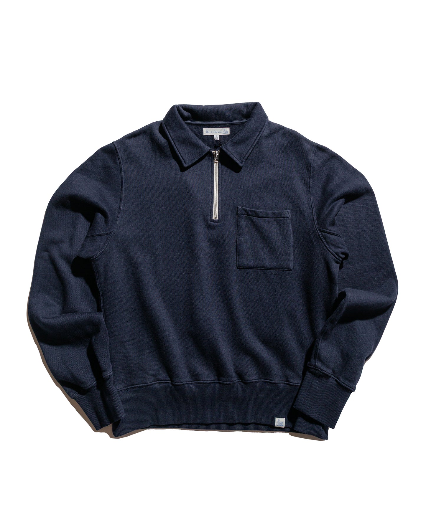 lost & found Merz B. Schwanen Merz B. Schwanen ZIPC01 Zip Collar Sweatshirt Dark Navy