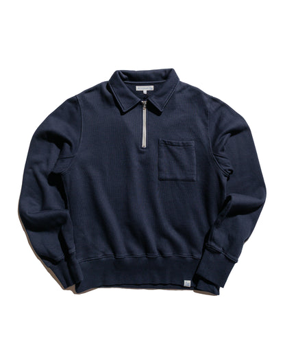 lost & found Merz B. Schwanen Merz B. Schwanen ZIPC01 Zip Collar Sweatshirt Dark Navy