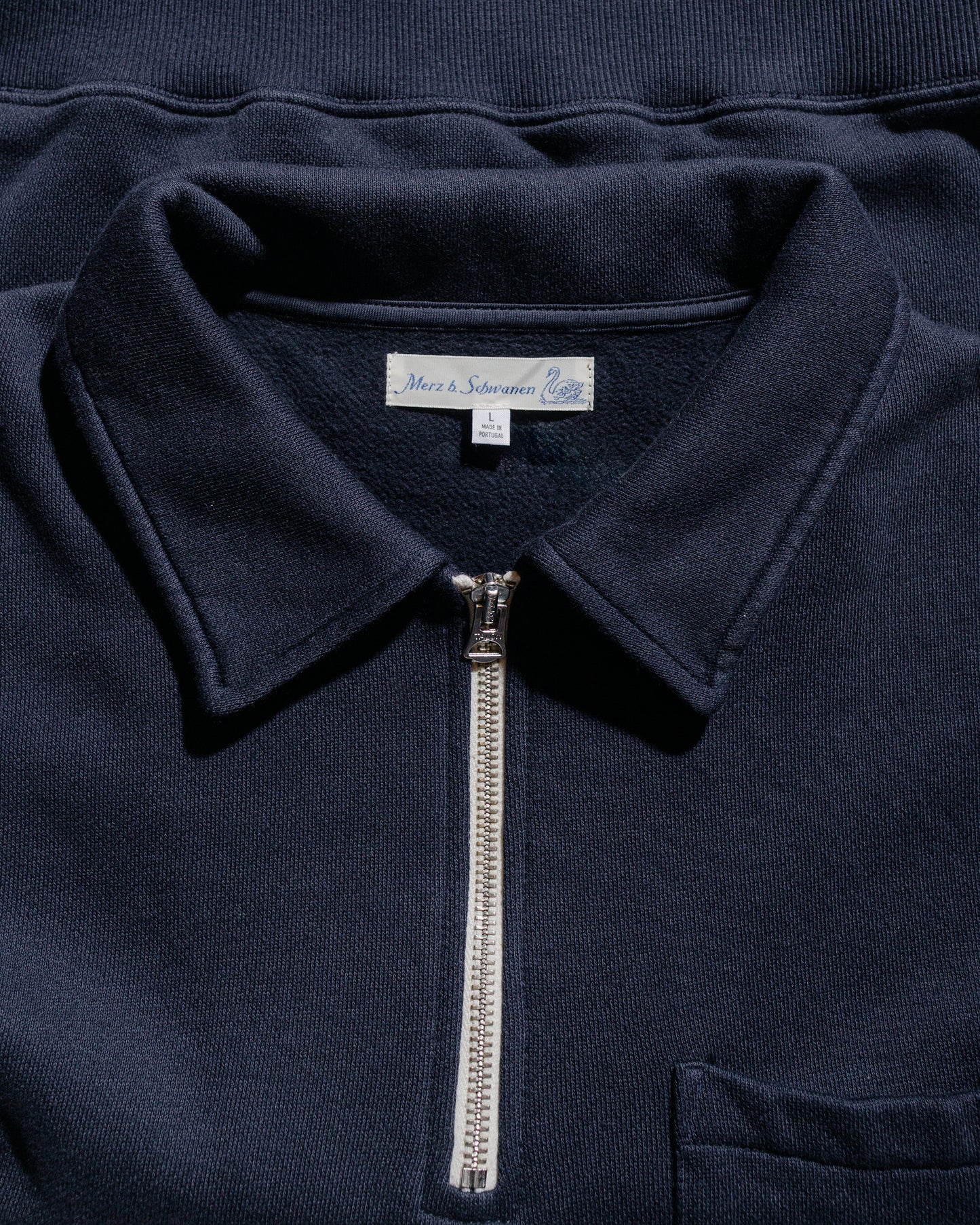 lost & found Merz B. Schwanen Merz B. Schwanen ZIPC01 Zip Collar Sweatshirt Dark Navy