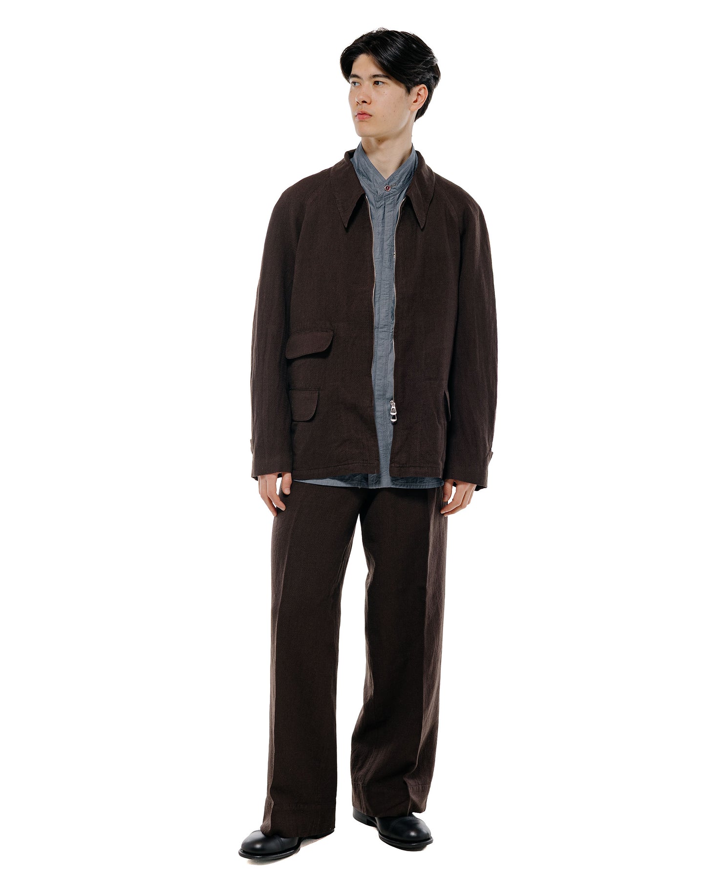 lost & found MotivMfg MotivMfg Mono Trousers Wool Linen Crepe/Espresso