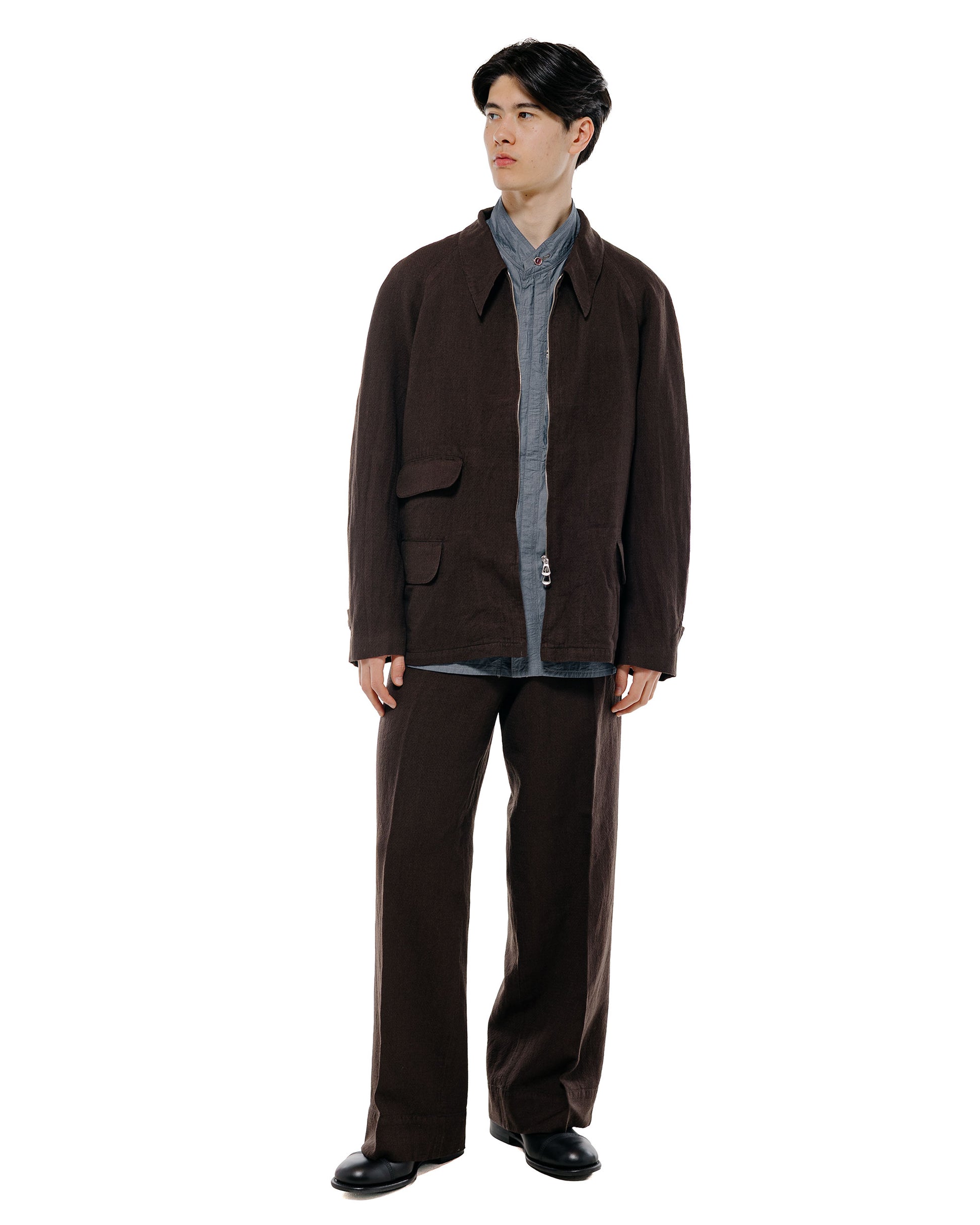 lost & found MotivMfg MotivMfg Mono Trousers Wool Linen Crepe/Espresso