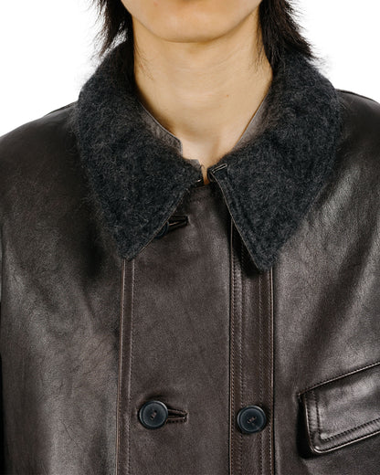 MotivMfg Corbusier Leather Coat Genuine Horsehide Washed/Antique Brown