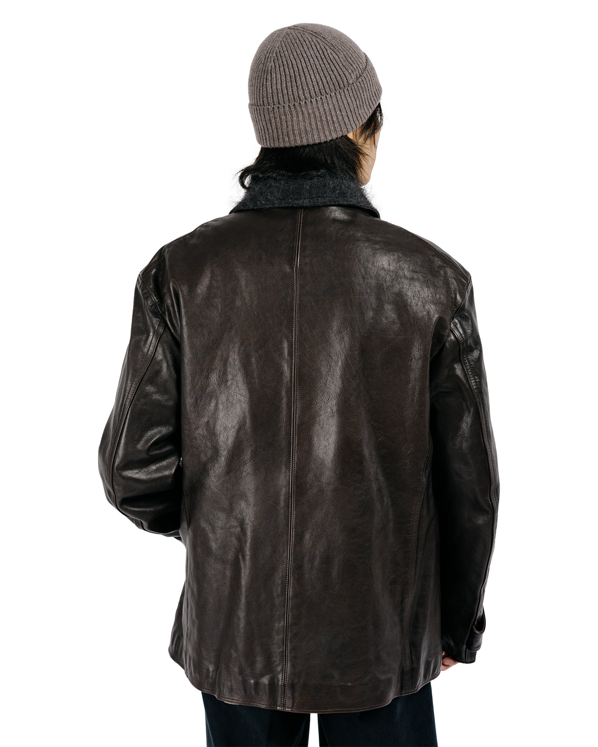 MotivMfg Corbusier Leather Coat Genuine Horsehide Washed/Antique Brown