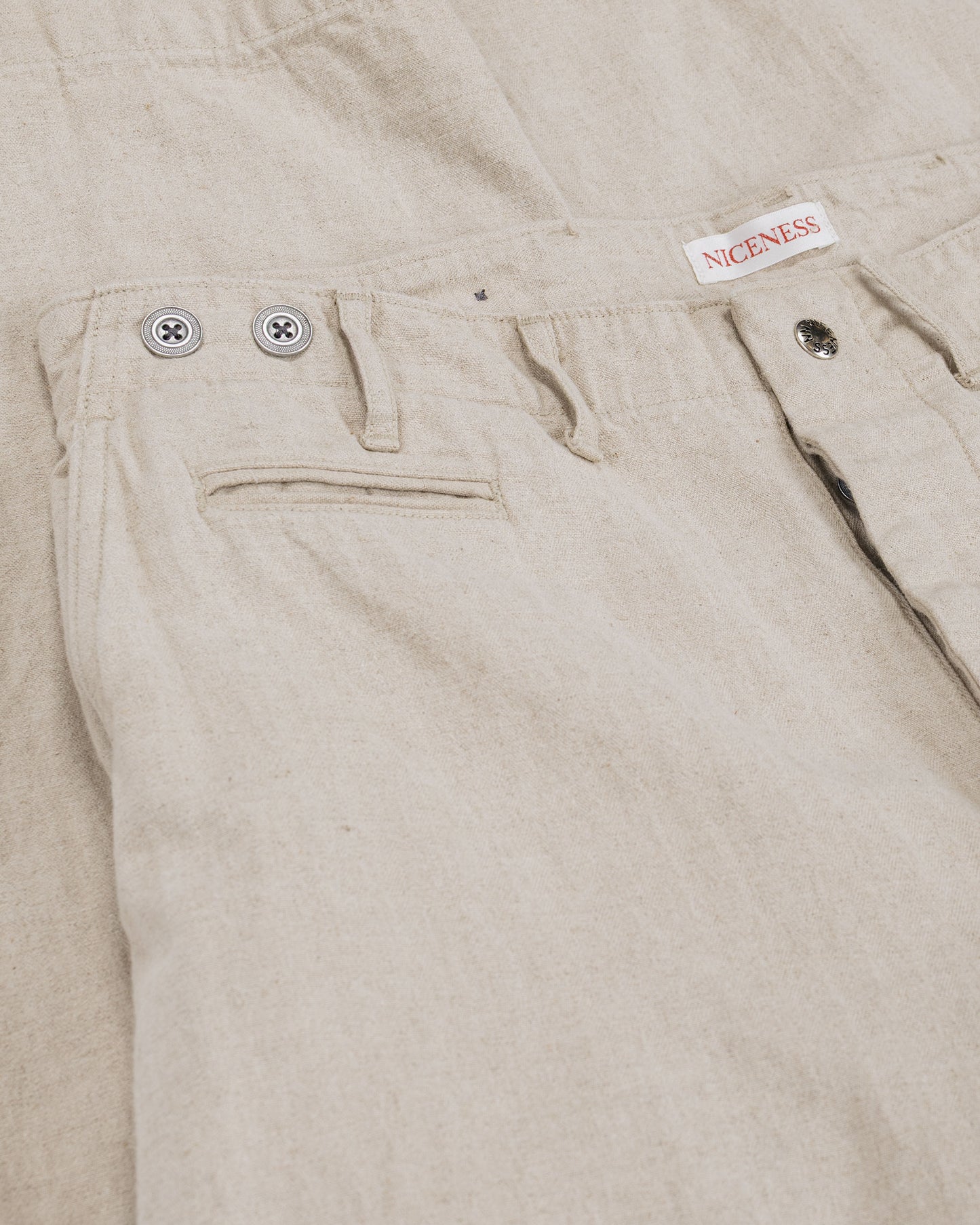 lost & found NICENESS NICENESS L.Bliss Natural Herringbone Utility Pants