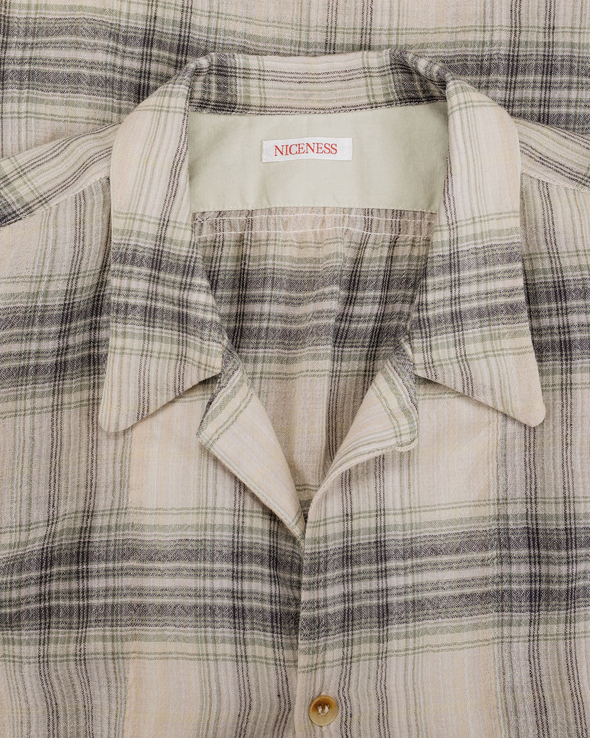 lost & found NICENESS NICENESS Thom Open Collar Jacket Shirt Light Green