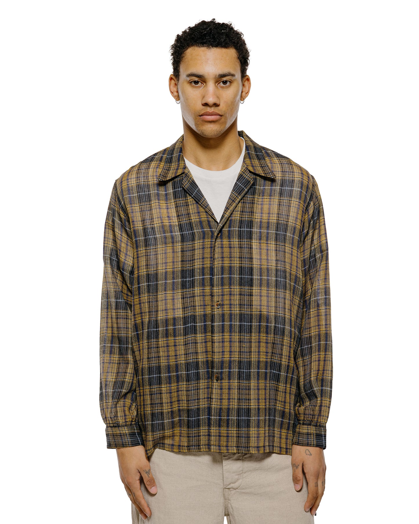 lost & found NICENESS NICENESS Thom Open Collar Jacket Shirt Yellow