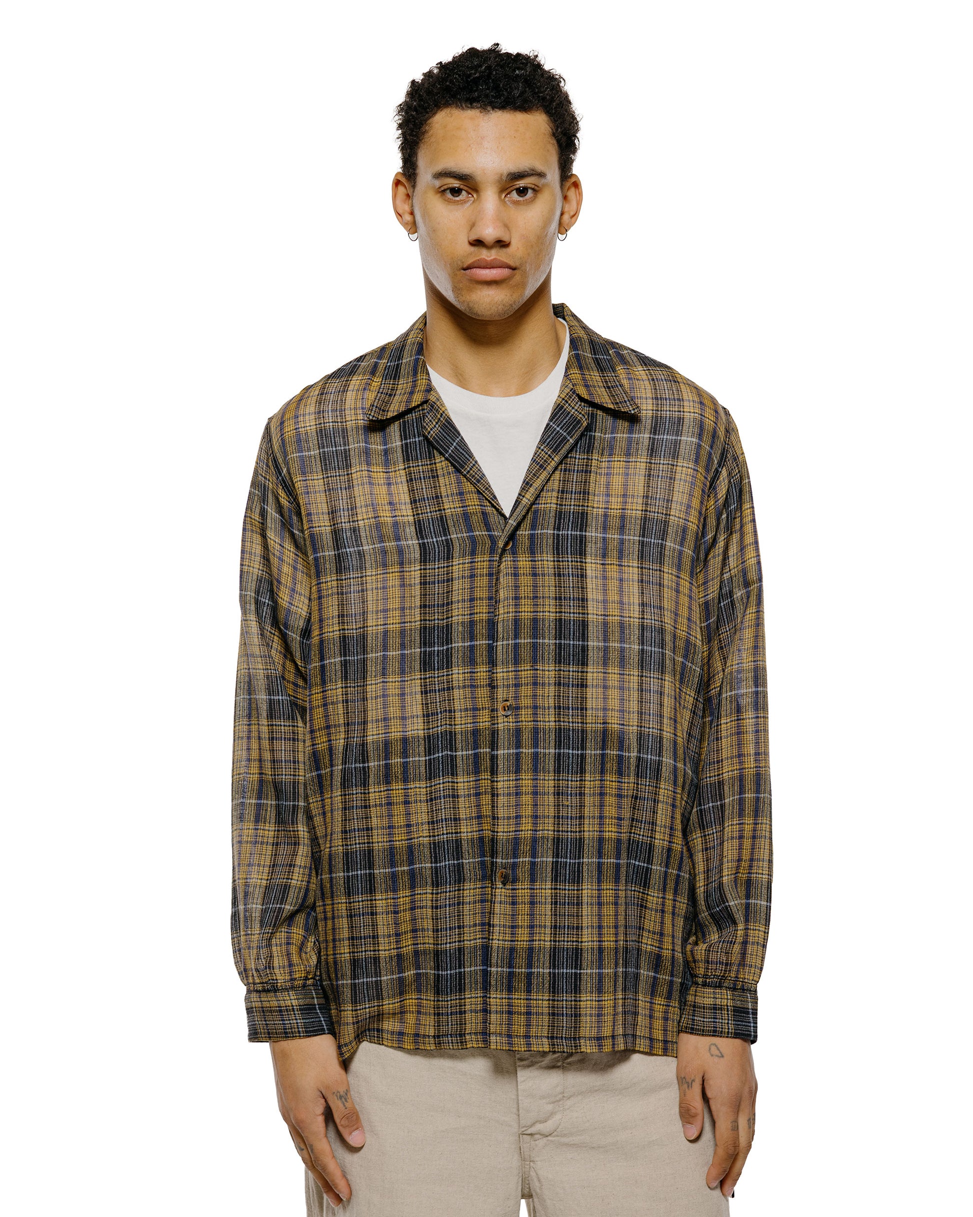 lost & found NICENESS NICENESS Thom Open Collar Jacket Shirt Yellow