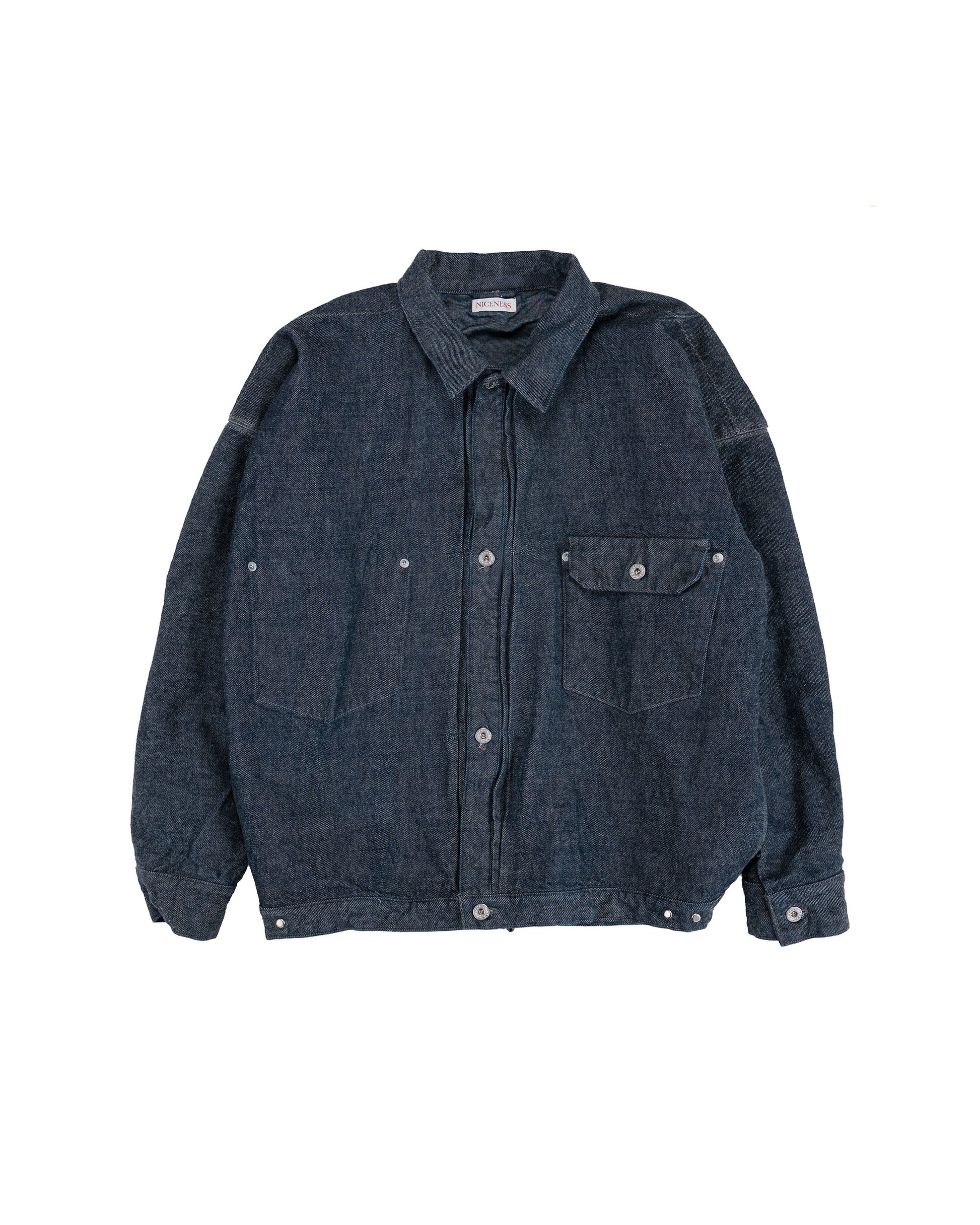 lost & found NICENESS NICENESS Thornhill Raw Denim Tracker Jacket Indigo