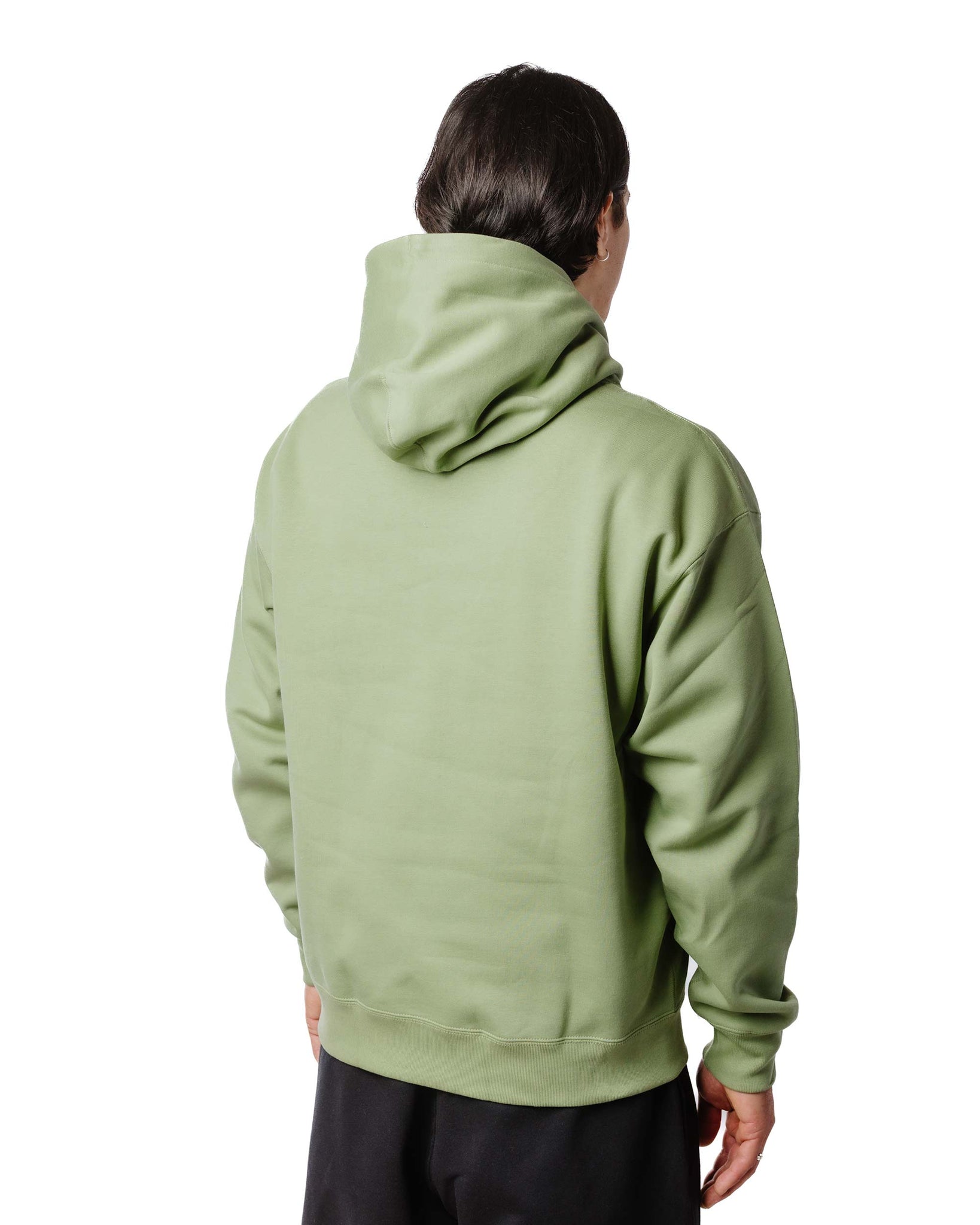 Nike Solo Swoosh Fleece Pullover Hoodie Oil Green Model Back