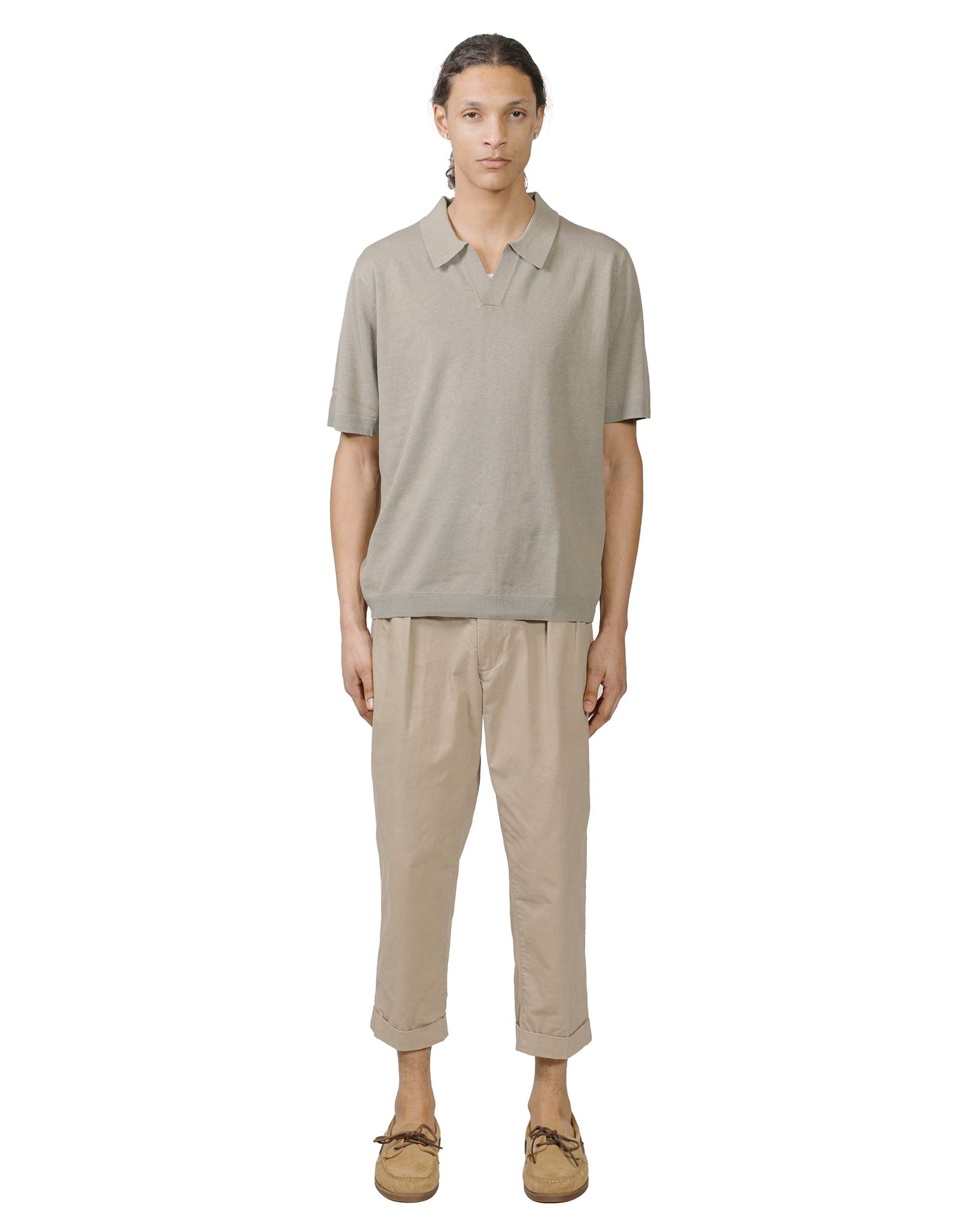 Norse Projects Leif Cotton Linen Polo Clay model full