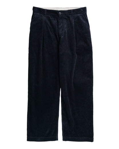 Norse Projects Volda Pleated Wide Wale Corduroy Trouser Dark Navy