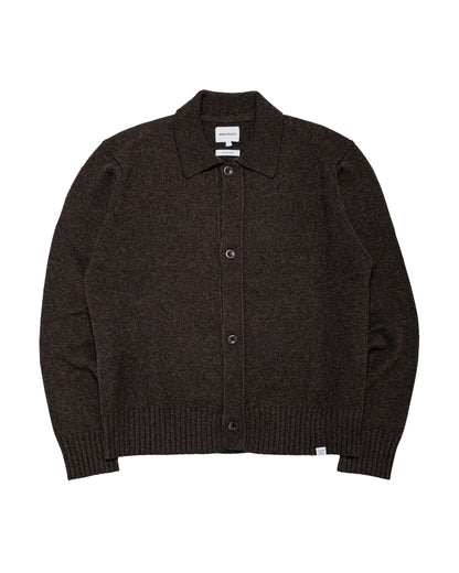 Norse Projects Aldrup Lambswool Cardigan Heathland Brown