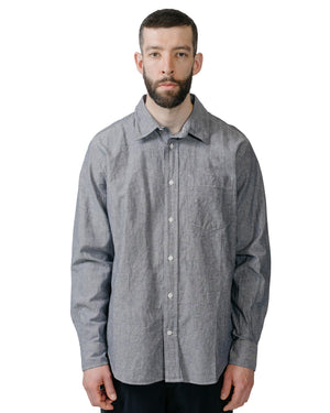 Norse Projects Algot Relaxed Cotton Linen Shirt Dark Navy model front