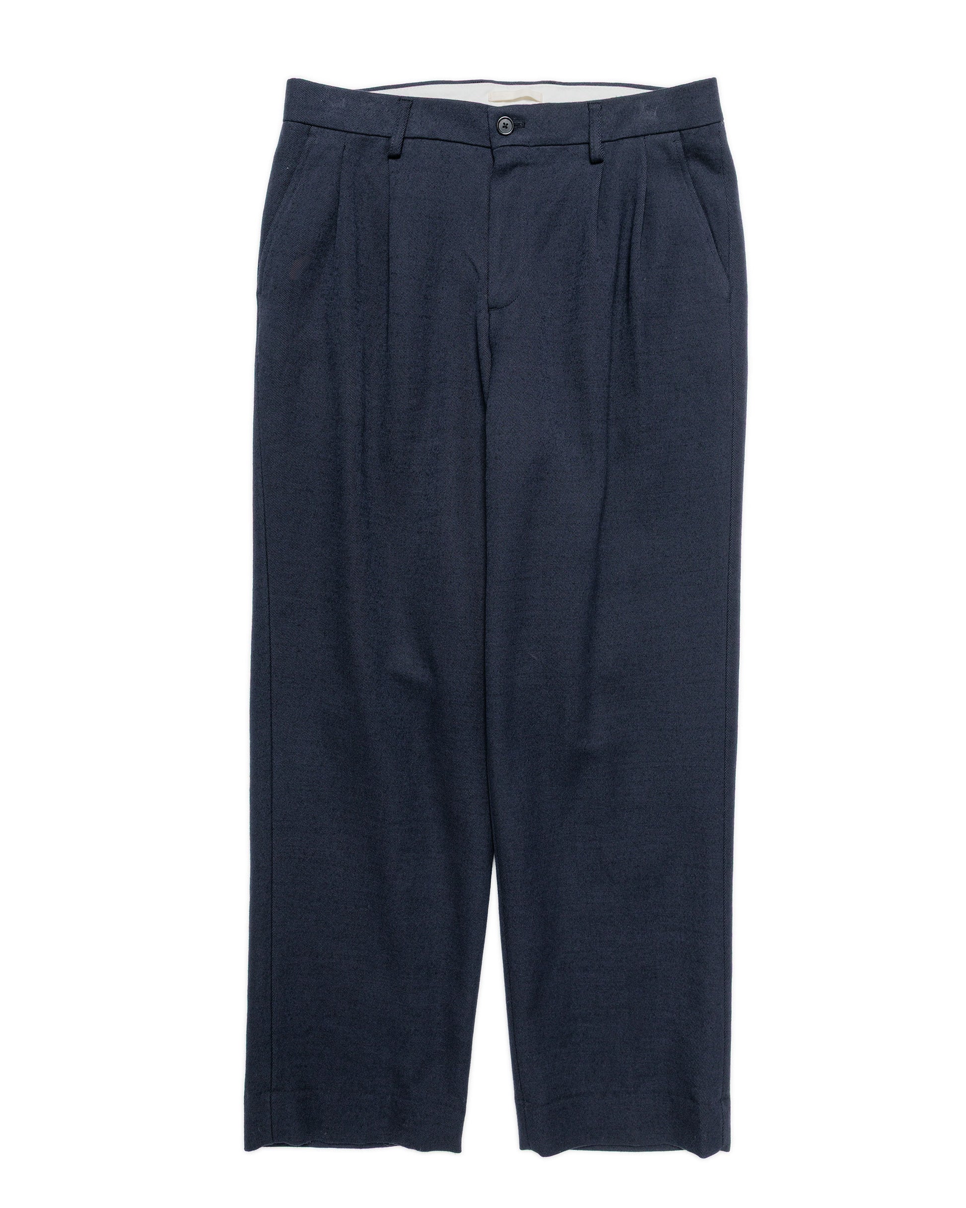 Norse Projects Benn Relaxed Cavalry Cotton Wool Pleated Trouser Dark Navy