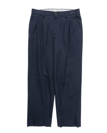 Norse Projects Benn Relaxed Cavalry Cotton Wool Pleated Trouser Dark Navy