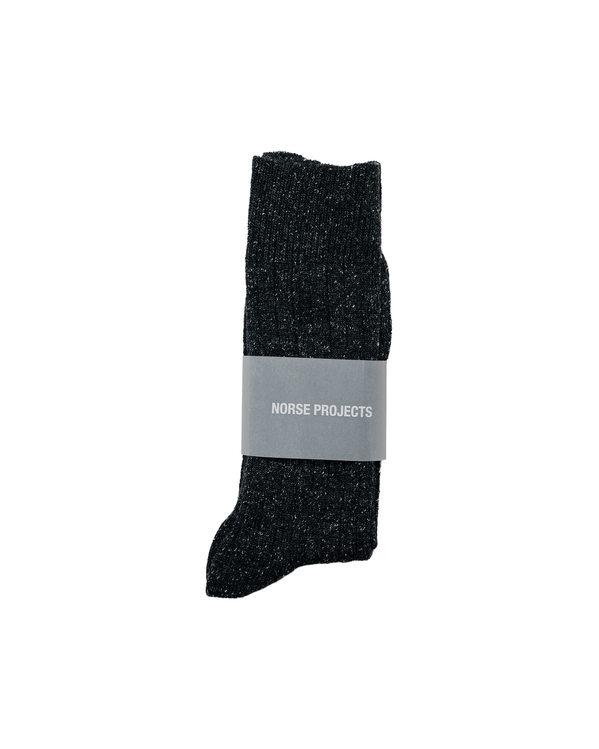 Norse Projects Bykle Neps Wool Rib Sock Charcoal Melange