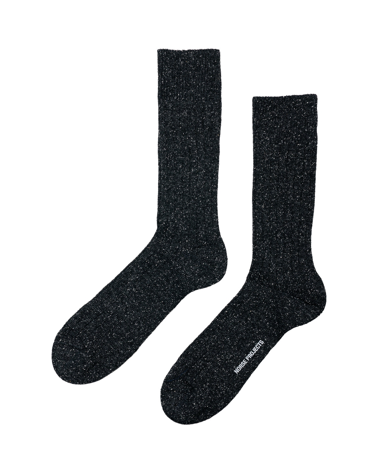 Norse Projects Bykle Neps Wool Rib Sock Charcoal Melange