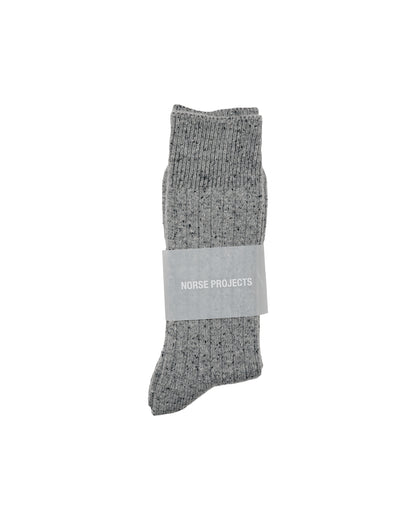 Norse Projects Bykle Neps Wool Rib Sock Grey Melange