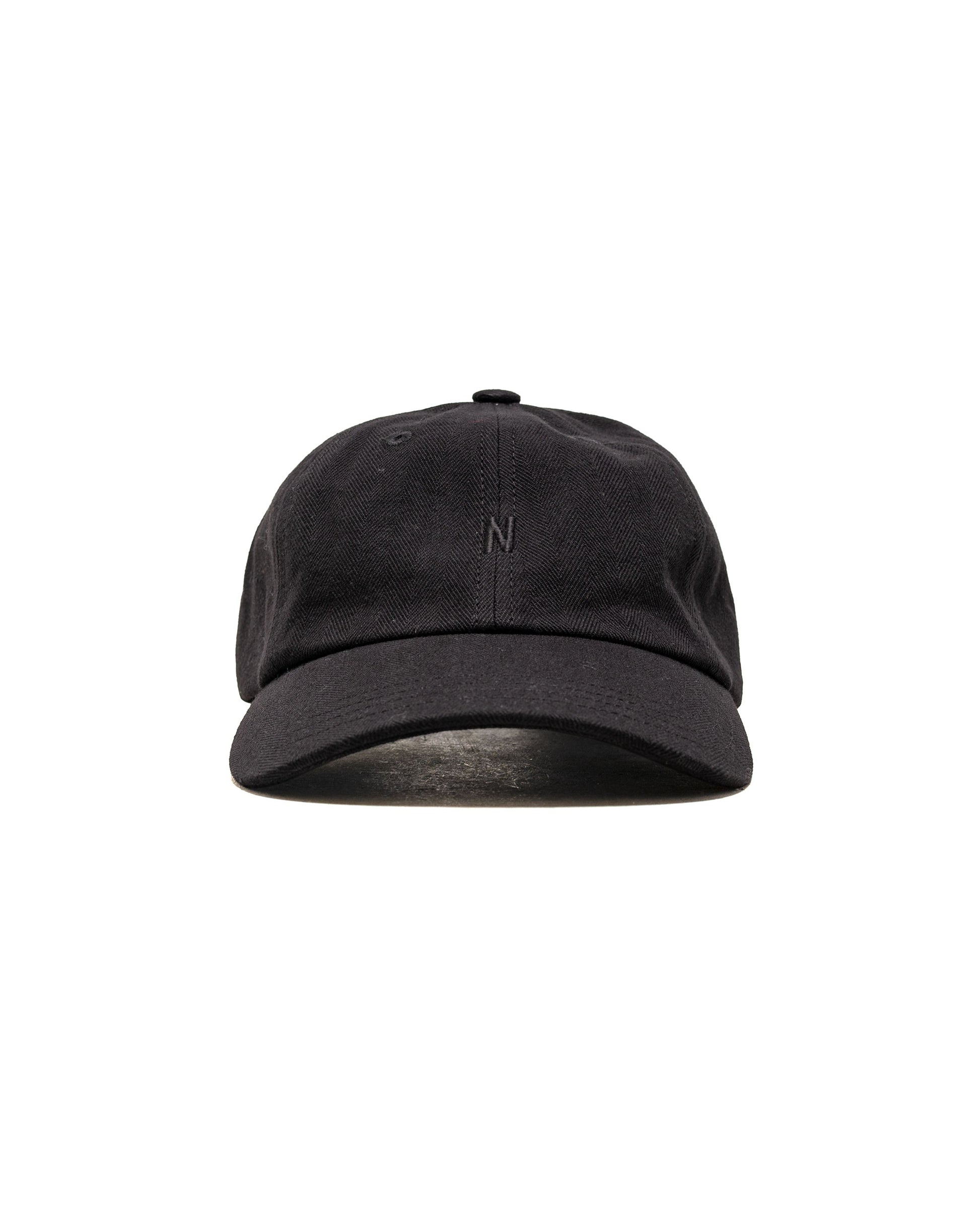 lost & found Norse Projects Norse Projects Cotton Wool Herringbone Twill 6-Panel Cap Black
