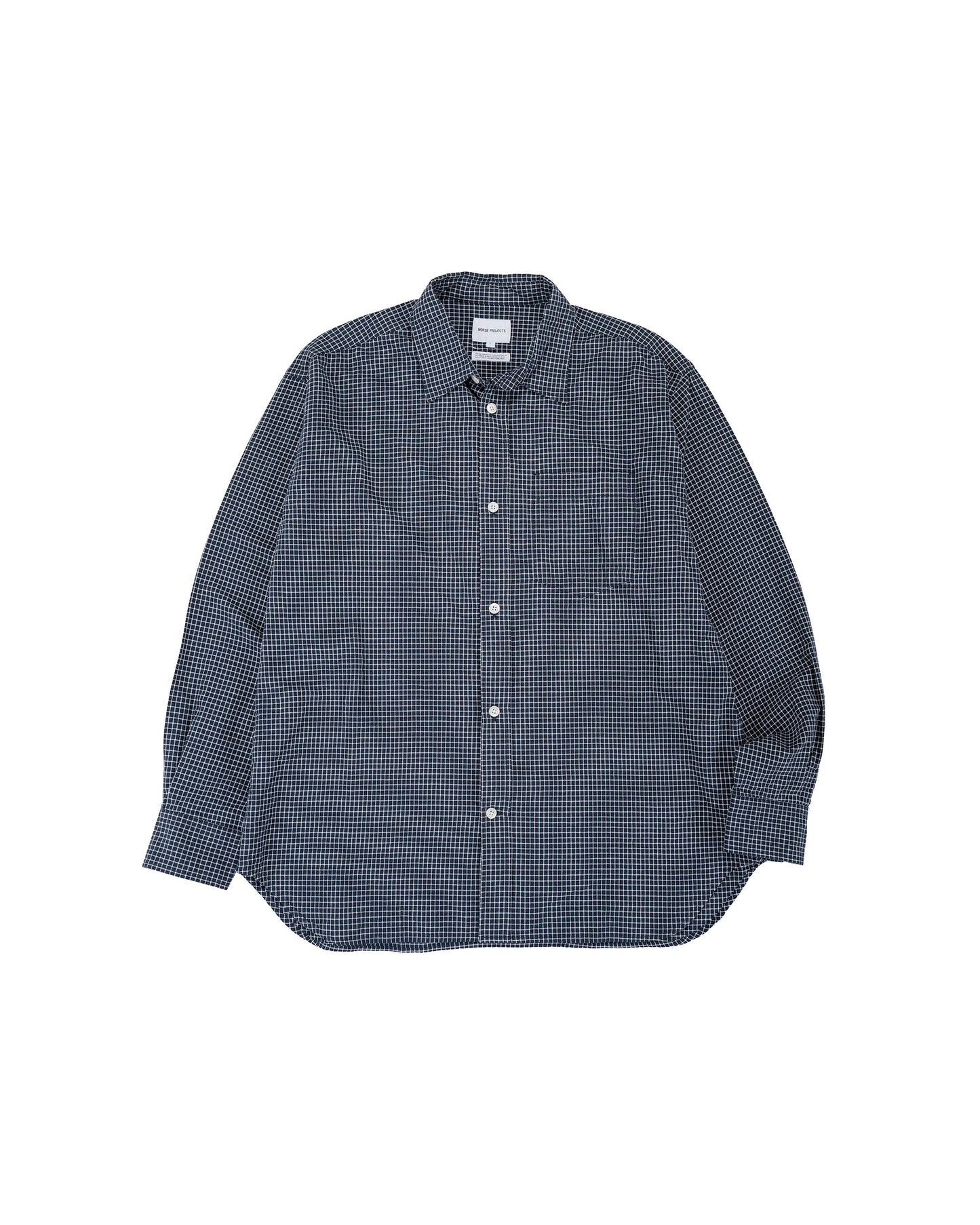 lost & found Norse Projects Norse Projects Espevik Check Oversized Shirt Dark Navy