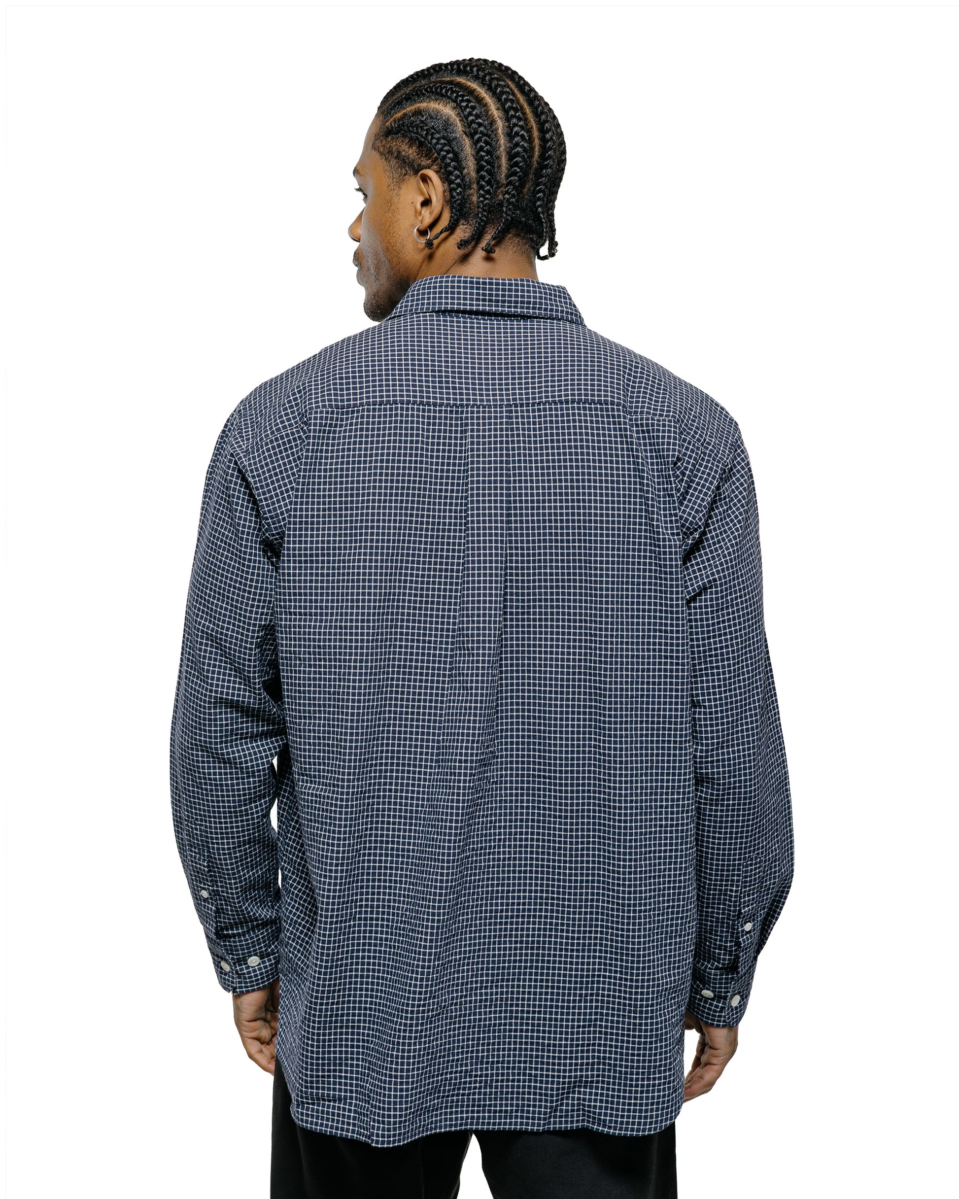 lost & found Norse Projects Norse Projects Espevik Check Oversized Shirt Dark Navy