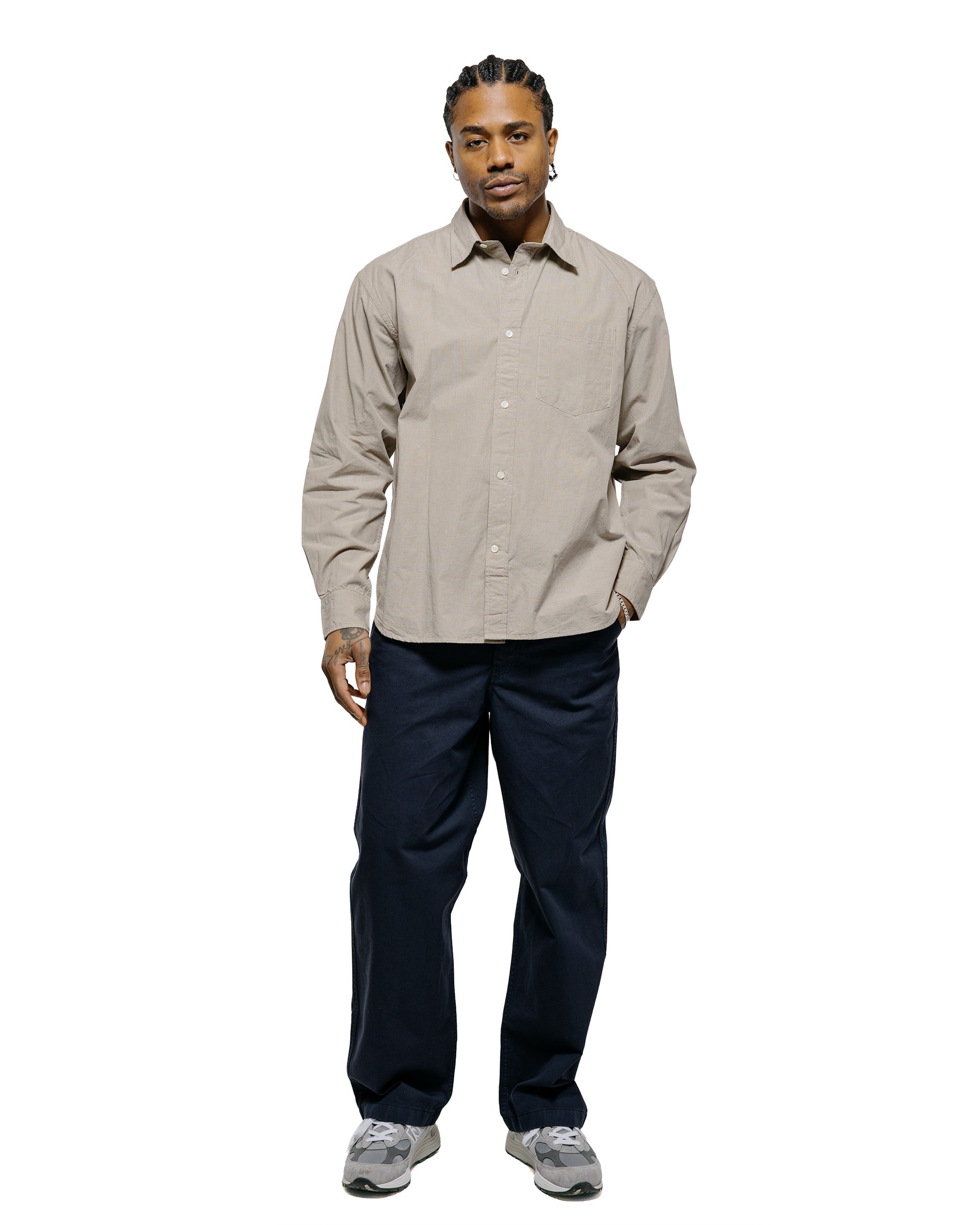 lost & found Norse Projects Norse Projects Espevik Oversize Micro Poplin Check Shirt Oatmeal