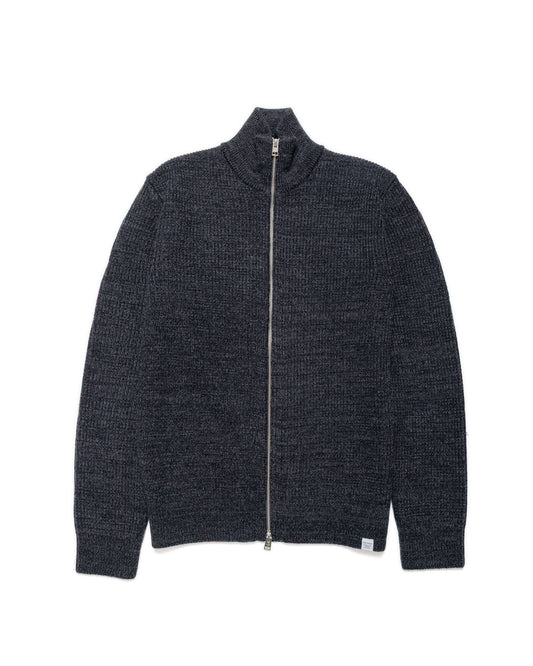 Norse Projects Hagen Wool Cotton Rib Full Zip Jacket Dark Grey Melange