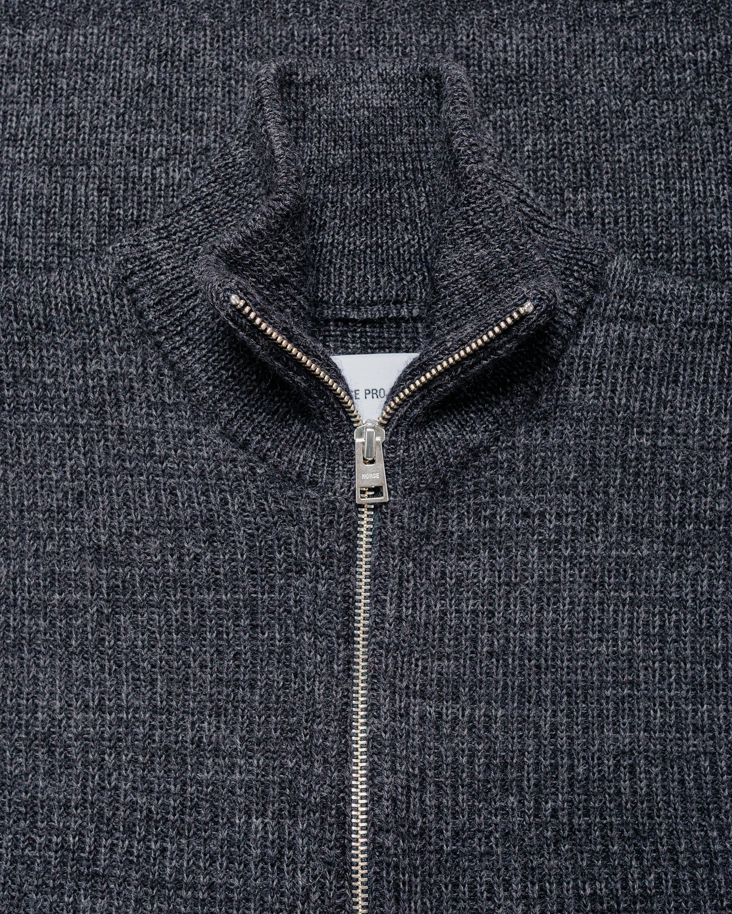Norse Projects Hagen Wool Cotton Rib Full Zip Jacket Dark Grey Melange