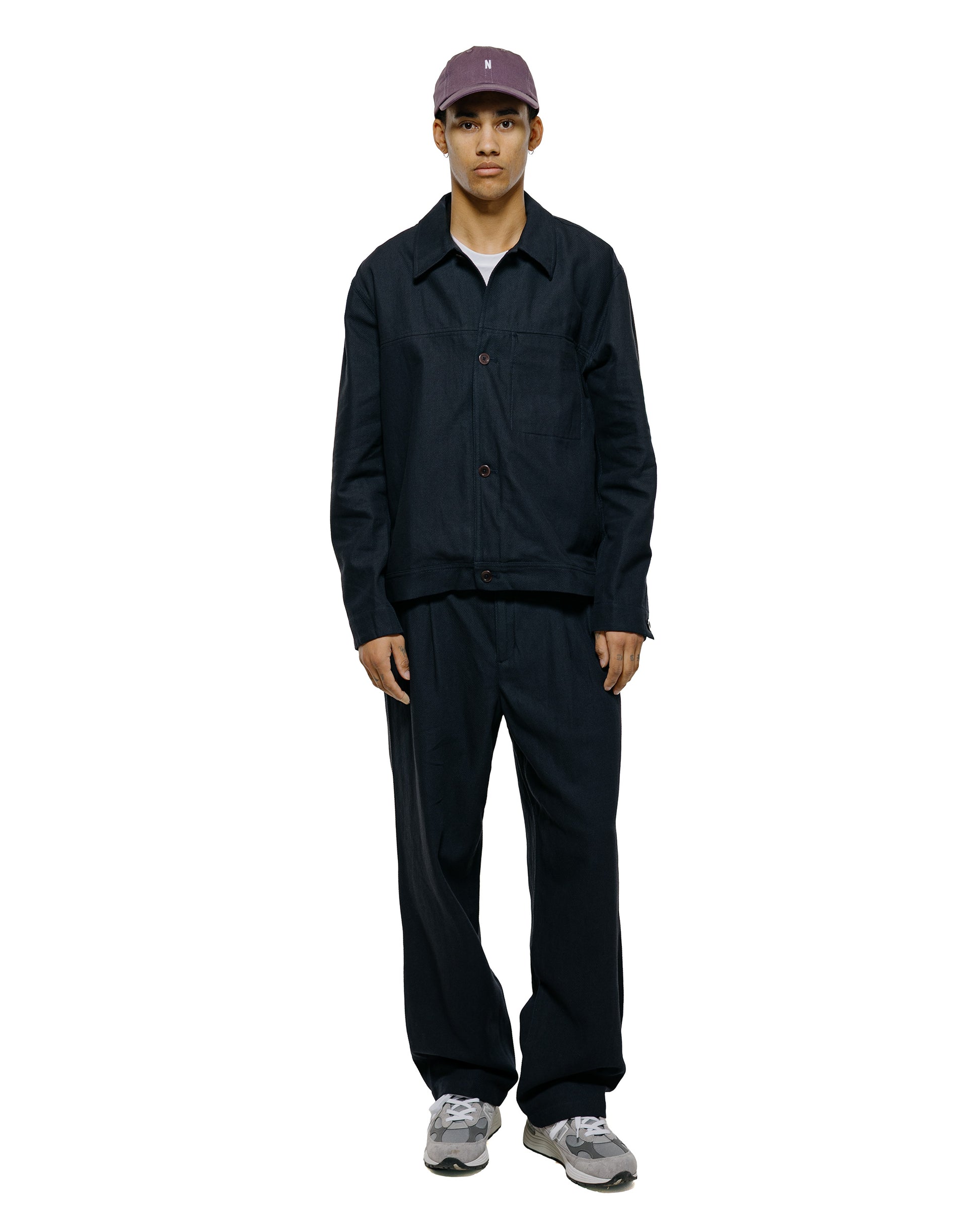 lost & found Norse Projects Norse Projects Hestur Relaxed Cotton Linen Twill Pleated Trouser Dark Navy