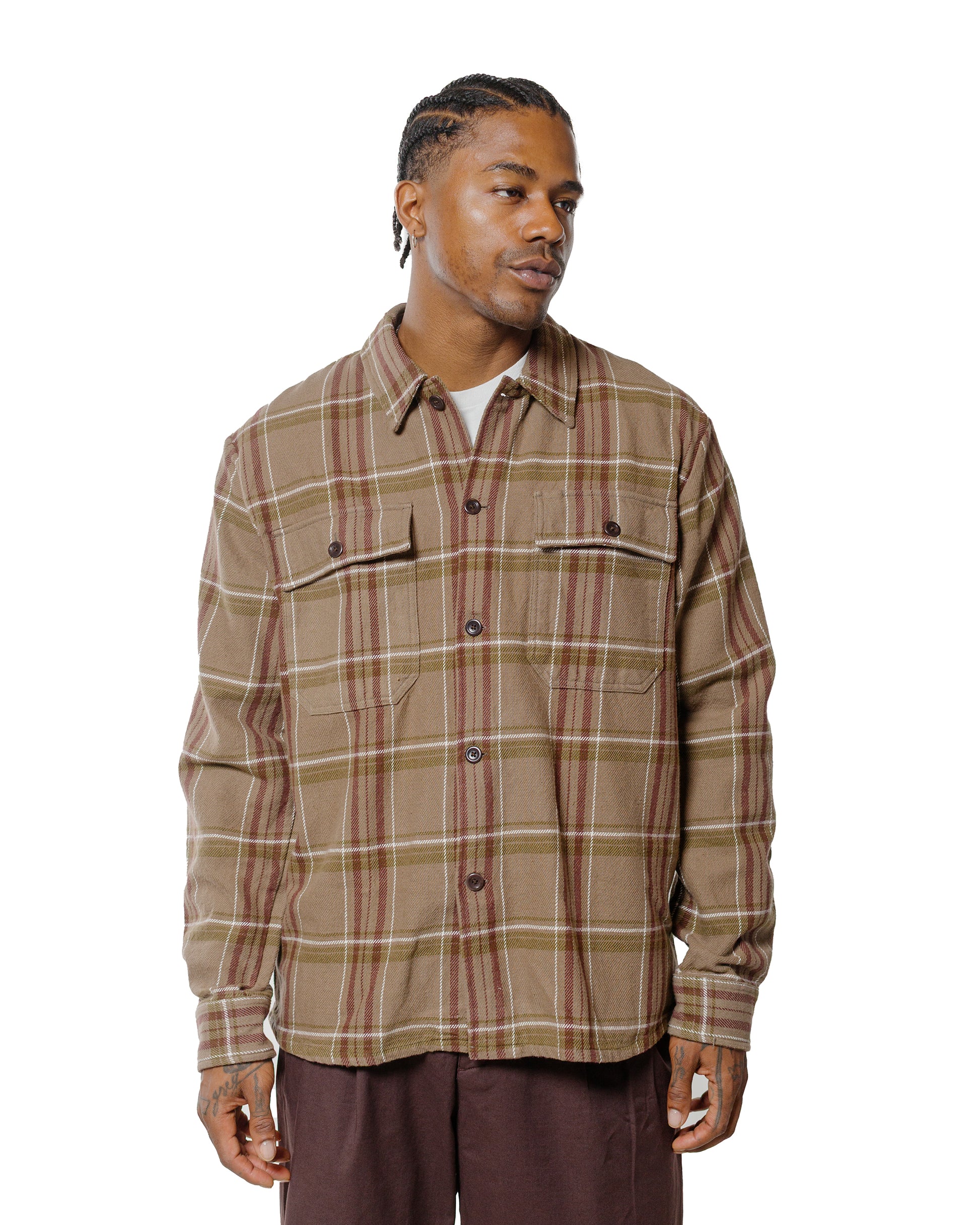 Norse Projects Hjalmer Heavy Twill Check Overshirt Walnut