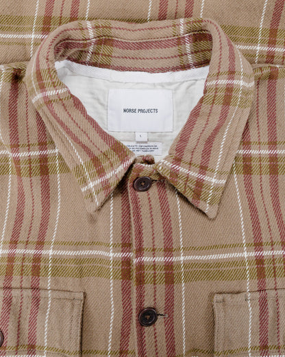 Norse Projects Hjalmer Heavy Twill Check Overshirt Walnut
