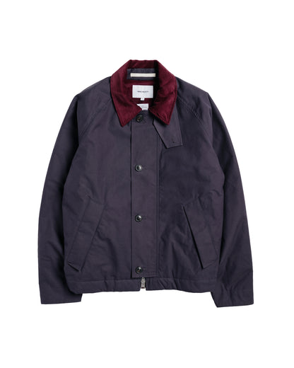 Norse Projects Holmen Wax Raglan Insulated Jacket Darkest Purple