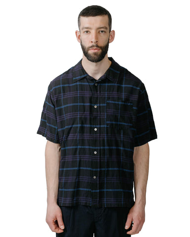 Norse Projects Ivan Relaxed Textured Check SS Shirt Dark Navy