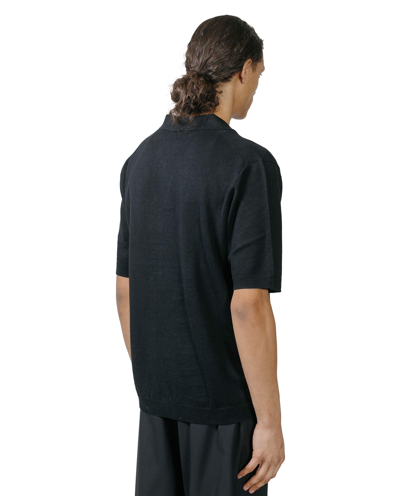 Norse Projects Leif Cotton Linen Polo Dark Navy model back