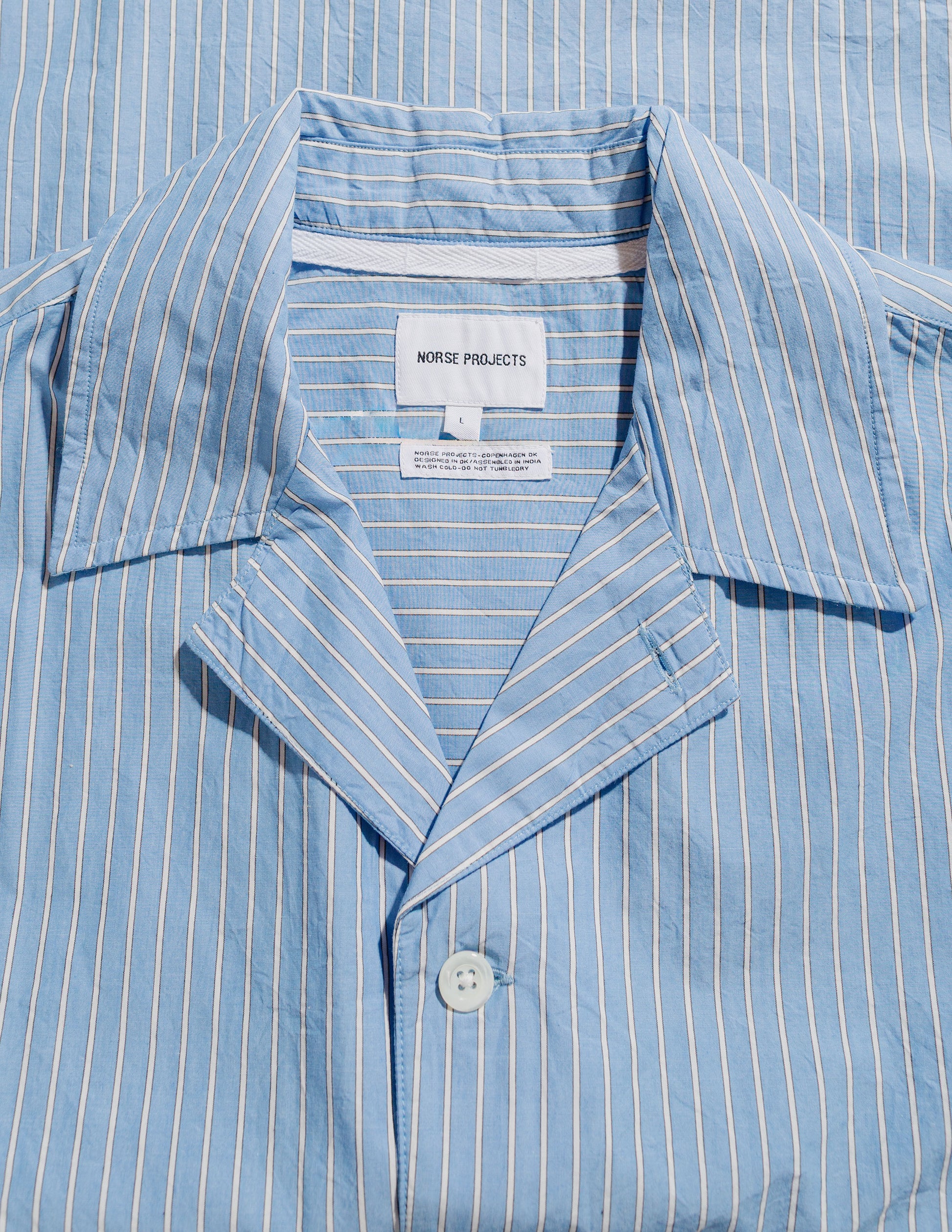 lost & found Norse Projects Norse Projects Mads Poplin Stripe SS Navy